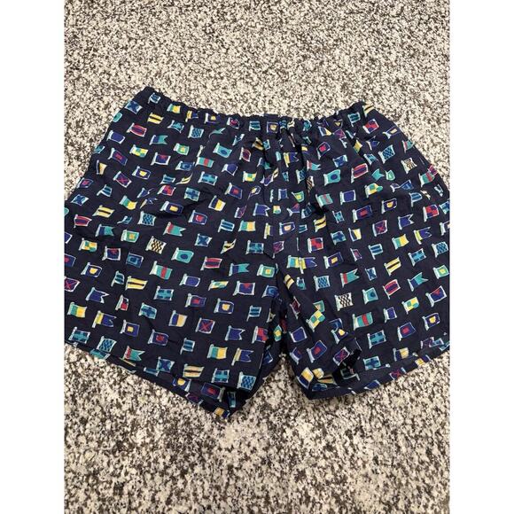 Vintage Athletic Works Men’s Navy Flags Pattern Swim trunks 5” Inseam 3XL - Picture 1 of 3